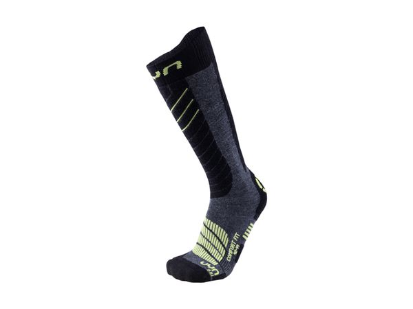 UYN Man Ski Comfort Fit Socks medium grey melange/green lime