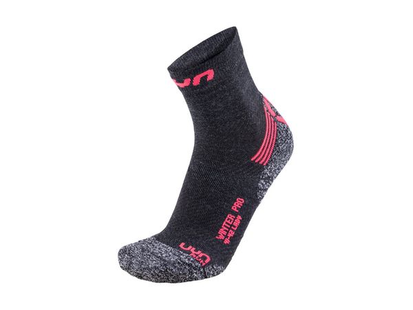 UYN Lady Winter Pro Running Socks anthracite/coral fluo